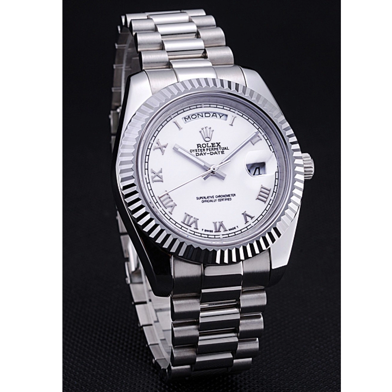 Aaa replica watch Rolex Stainless Dial Day-Date White 622547 Bracelet Steel 0707